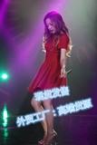 2015早春明星 我是歌手3第三季 张靓颖同款连衣裙 红色百褶修身裙