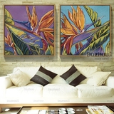 大洲画廊直销芭蕉叶植物花卉装饰画东南亚泰式风格挂画手绘油画