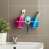 吸壁式牙刷架套装吸盘式创意情侣洗漱口杯子置物架壁挂卫生间浴室