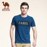 Camel/骆驼男装 夏季新款纯色圆领修身字母日常休闲短袖上衣T恤