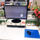 纳置物架抽屉木质加厚液晶显示器增高架电脑收纳键盘架办公桌面收