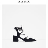 ZARA 女鞋 绑带尖头高跟鞋 12233101040