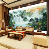 无缝客厅背景墙壁纸电视卧室壁画墙纸3d立体现代中式山水风景国画