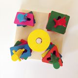 创意五柱积木儿童几何形状套装宝宝益智玩具启蒙早教玩具配对木头