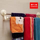 浴室不锈钢双杆毛巾挂架毛巾杆卫生间强力吸盘式毛巾架免打孔包邮