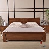 胡桃木实木床 高箱储物床1.8米现代中式双人床婚床木架硬板户型床