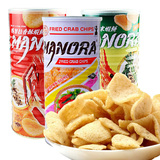 泰国进口零食品 玛努拉香酥虾味/蟹味/芥末虾味木薯片 100g罐装