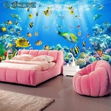 3D大型无缝壁画海底世界壁纸海豚电视背景墙海洋鱼儿童房墙纸壁画