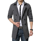 冬季男士风衣中长款韩版修身型呢子大码青年秋季外套学生加厚长袖