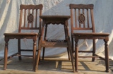民国老家具两椅一几榉木雕花靠背椅一对茶几花几海派旧家具香几
