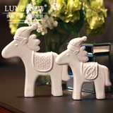 陶瓷客厅对马创意马动物桌面摆件北欧现代家居陶瓷马装饰工艺品