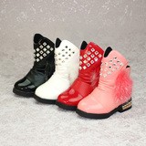 儿童黑白粉红色雪地靴2-3-4-5-6岁女小童中筒短靴宝宝棉鞋公主鞋