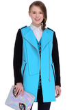 高端精品 女士冬装新款韩版修身拼接拼色中长羊毛呢大衣风衣外套