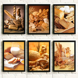 面包小麦装饰画奶茶店单幅竖版有框画西餐厅背景墙面壁画走廊挂画