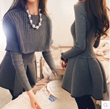 2015秋冬季新品女装韩版修身气质两件套连衣裙时尚套装A字裙子潮