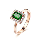 祖母绿镶嵌黑锆石戒指男士宝石戒指镀18k白金银饰戒指环欧美