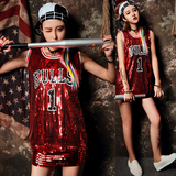 韩版演出爵士舞嘻哈街舞表演服装篮球宝贝啦啦队表演亮片上衣女