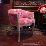 可立特 家居 饰品 美式乡村vintage风格DA0883橡木布艺单人沙发椅