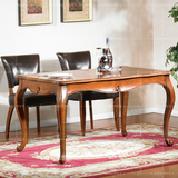 美式实木餐台餐椅 餐厅家具真皮椅子一桌四椅特价 欧式组合餐桌椅