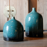 大千家居饰品 小口翡翠绿尊 现代中式陶瓷摆件花器花瓶 软装配饰