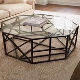 铁艺复古茶几钢化玻璃简约现代创意圆形边几小户型咖啡桌圆几餐桌