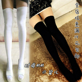 日系显瘦美腿女袜时装过膝袜子女长筒袜cosplay纯黑白色高筒袜套