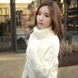 2015秋冬季新款中长款女式高领套头毛衣韩版宽松加厚加绒打底衫潮