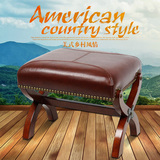 时尚实木凳子真皮矮凳创意茶几凳沙发家用方凳板凳成人靠背小椅子