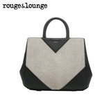 rouge & lounge芮之新款女包时尚V型撞色锁扣经典单肩斜跨包女包