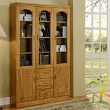 特价书房家具橡木实木两门二门书橱三门木质书柜组合带门简约中式