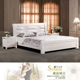 1.8米实木床 全实木榆木床卧室现代白色床白色开放漆床田园韩式床