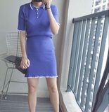 韩国东大门小性感气质修身针织短袖T恤+包臀半身裙时尚两件套装女
