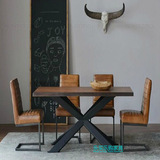 美式复古铁艺实木餐桌创意小户型饭桌厨房吃饭桌子简约餐厅餐桌子