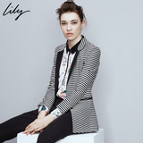 Lily2016年秋季新款女装修身条纹一粒扣长袖小西装115320D2502