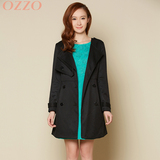 OZZO2014秋季 修身双排扣长外套 长袖 加厚圆领风衣街头风313018