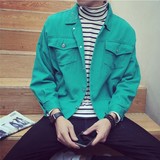 2016春季男士纯色夹克外套韩版青年复古情侣林弯弯上衣修身学生装