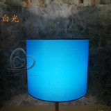包邮浅蓝色圆筒形丝光布艺灯罩咖啡厅店铺设计DIY单头吊灯直筒灯