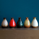 复古陶瓷花瓶 卫生间装饰品摆件彩釉迷你小花瓶 彩色艺术花瓶摆设