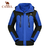 骆驼正品户外滑雪登山专用男士冲锋衣冬季防风防水加厚保暖两件套
