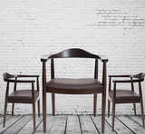 美式现代餐椅实木椅子肯尼迪总统椅高级茶室餐厅椅真皮电脑椅座椅