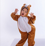 圣诞节儿童表演服装棕熊卡通动物连体幼儿游戏小熊请客童话演出服
