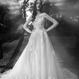 2016新款时尚欧美高端蕾丝花朵宫廷复古明星同款新娘婚纱礼服拖尾