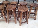 特价全实木圆凳 实木凳子 碳化木质高凳子 家用高脚凳子 田园木凳