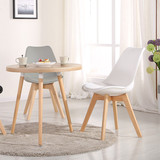会客咖啡塑料椅创意办公电脑凳子欧式休闲宜家实木餐桌椅组合白色
