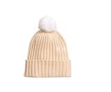 HM H＆M专柜正品 16冬季保暖毛线帽纯色罗纹球球卷边针织帽子女