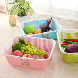 优质水果盘洗菜篮双层滴水筐塑料沥水篮果蔬漏盆淘菜筛子厨房用品