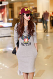 2014秋冬季韩版女装新款加长加绒加厚卫衣连衣裙字母印花长款外套