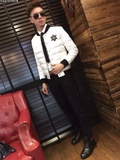 2016冬季新款男士韩版修身时尚个性铆钉拼接短款夹克羽绒服休闲潮