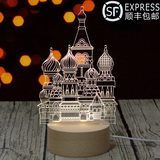 情魔幻城堡3D台灯创意小夜灯圣诞情人节礼物北欧风