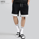 【NPC】潮牌MLGB 2015ss夏季字母印花拼接针休闲运动短裤